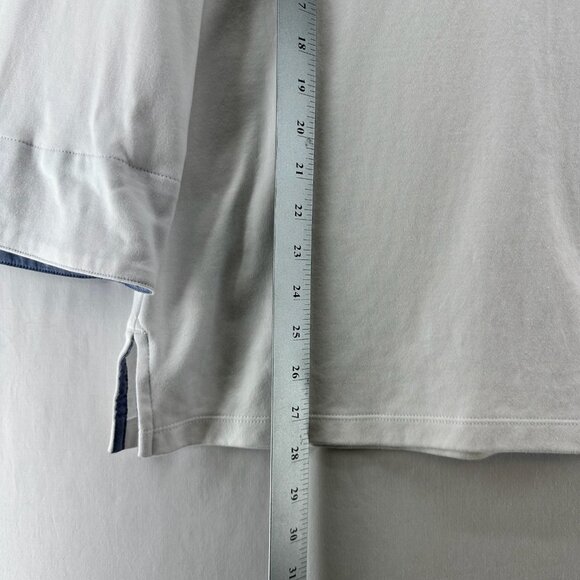 Nautica Cotton Top Womens XL Boat Neck Flip Cuff Chambray Trim 3/4 Sleeve White - Picture 9 of 13